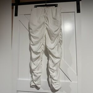 White Ruched Jogger Pants NWOT